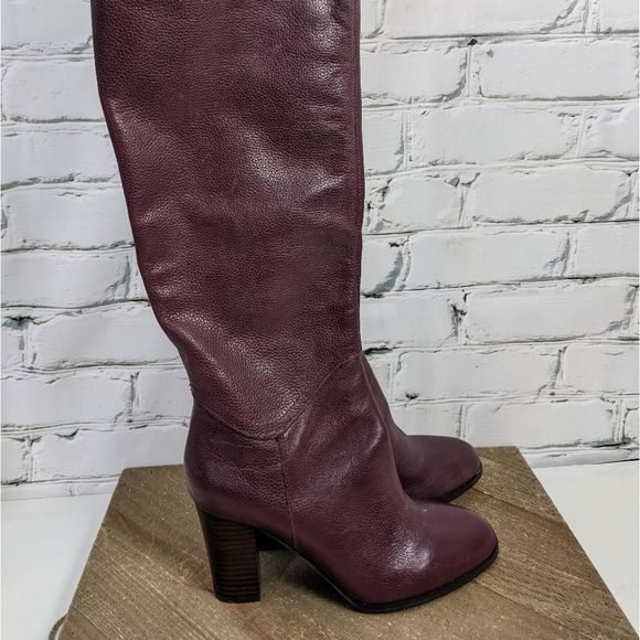 Knee high leather boots - burgundy high heel boots size 7 ANDRE NWT - Picture 9 of 10